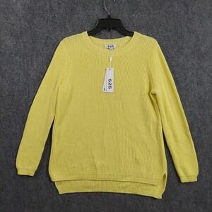 525 Sweater Womens XS Yellow Cotton Emma Crewneck Knit Pullover Long Sleeve